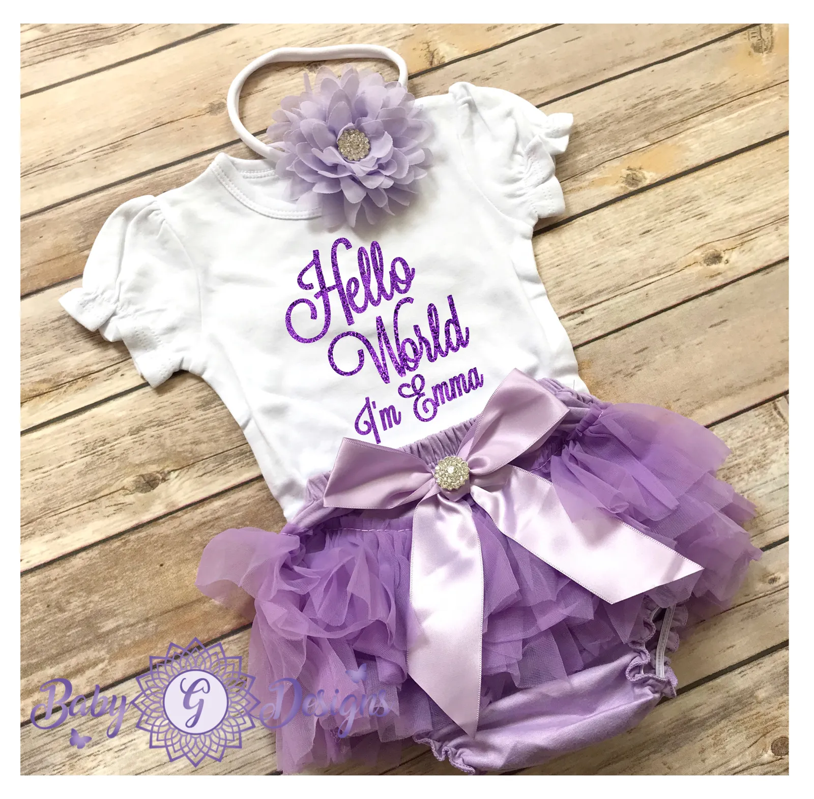 Hello World personalized -purple