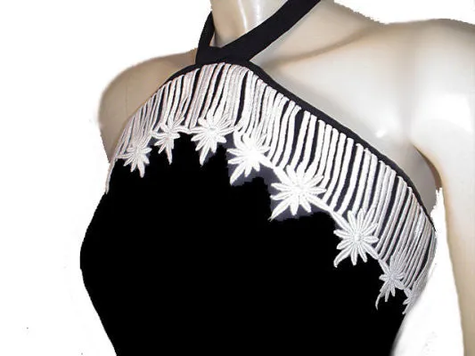 *HOUSE OF BIANCHI DAISY BLACK CREPE EVENING GOWN WITH A BEAUTIFUL BACK - NEW WITH TAG