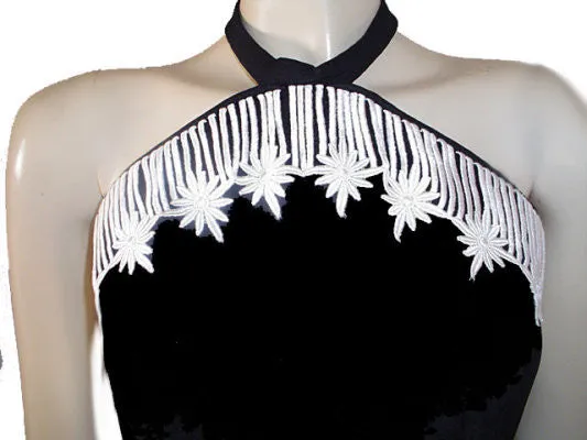 *HOUSE OF BIANCHI DAISY BLACK CREPE EVENING GOWN WITH A BEAUTIFUL BACK - NEW WITH TAG