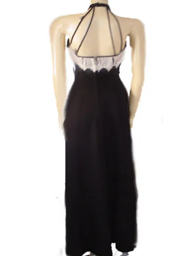 *HOUSE OF BIANCHI DAISY BLACK CREPE EVENING GOWN WITH A BEAUTIFUL BACK - NEW WITH TAG