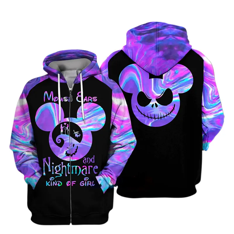 Jack Skellington Mouse Ears And Nightmare Kind Of Girl Hoodie & Zip Hoodie