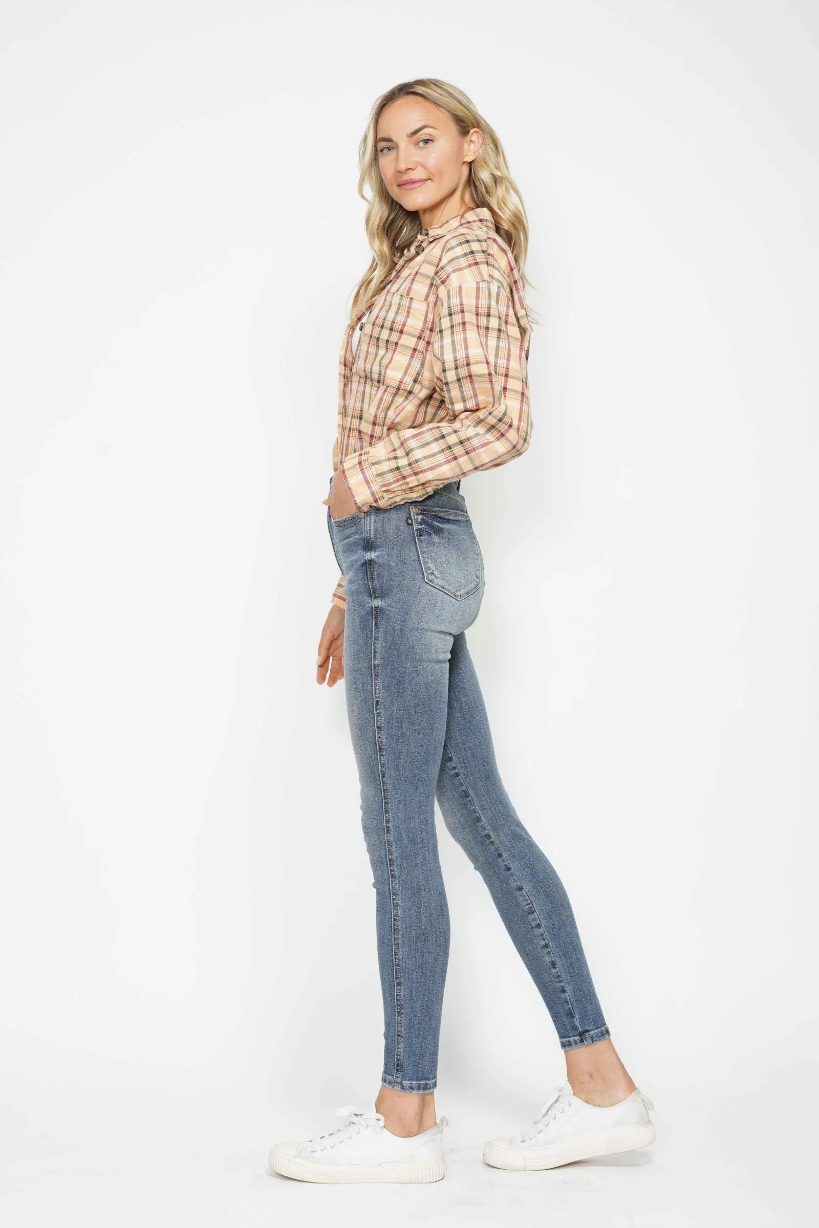 Judy Blue High Waist Tummy Control Contrast Wash Skinny Jean