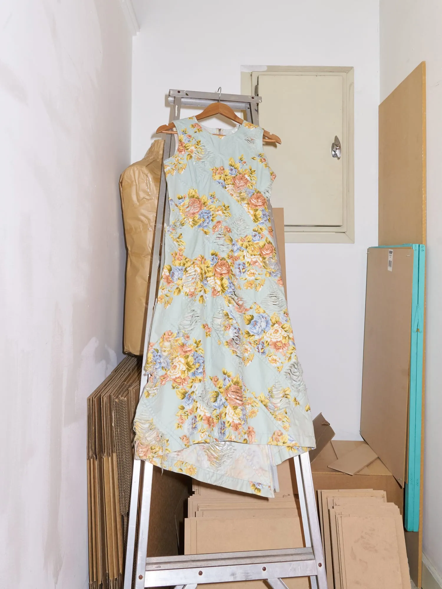Junya Watanabe Comme des Garcons spring 2002 distressed floral sleeveless dress
