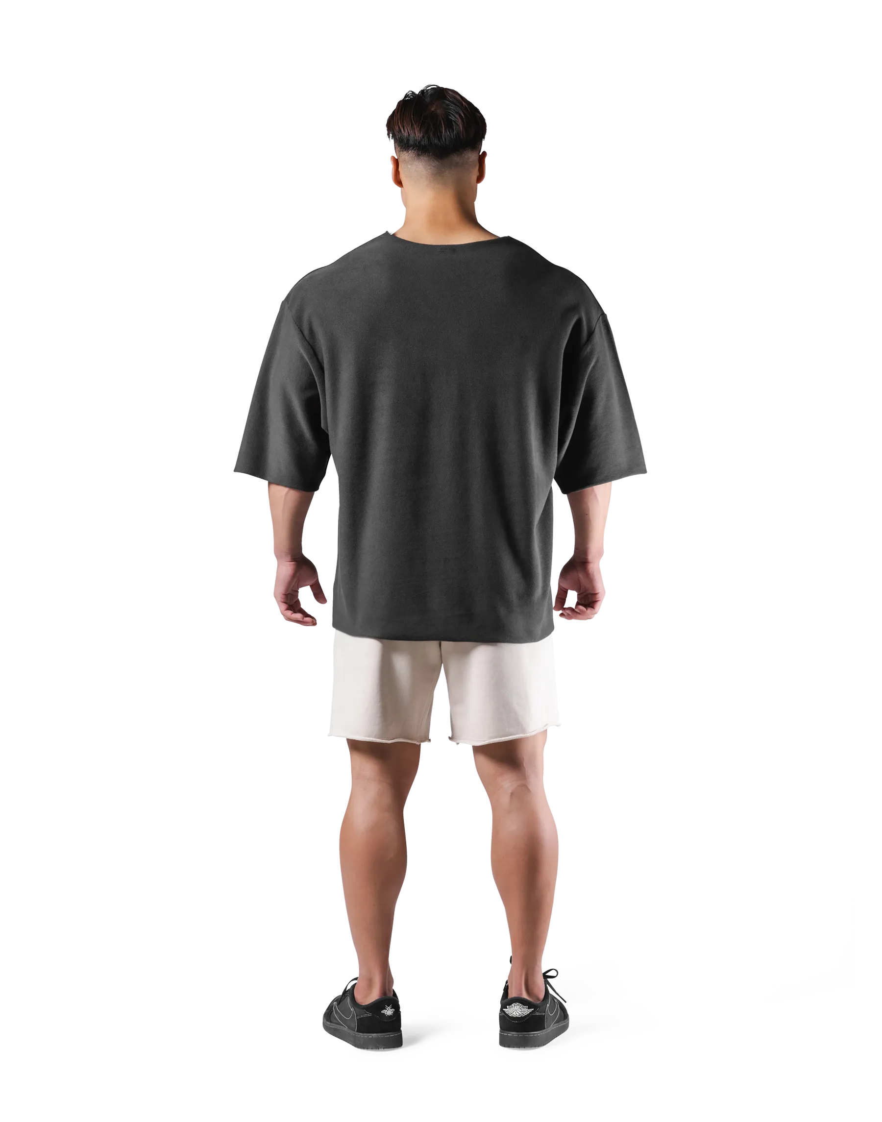 Knit Like Loose Sweat T-Shirt - D.Grey