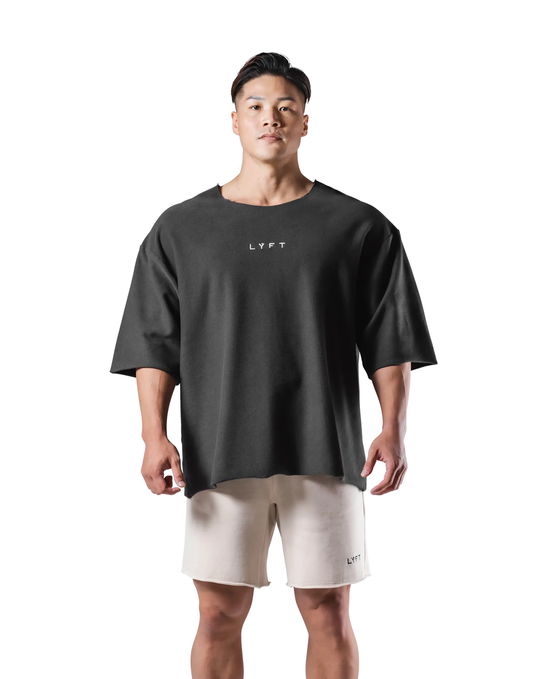 Knit Like Loose Sweat T-Shirt - D.Grey