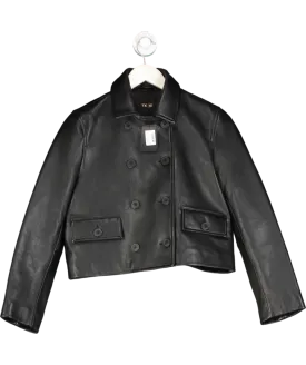 Maje Black Cropped Leather Jacket Fr36 UK 8
