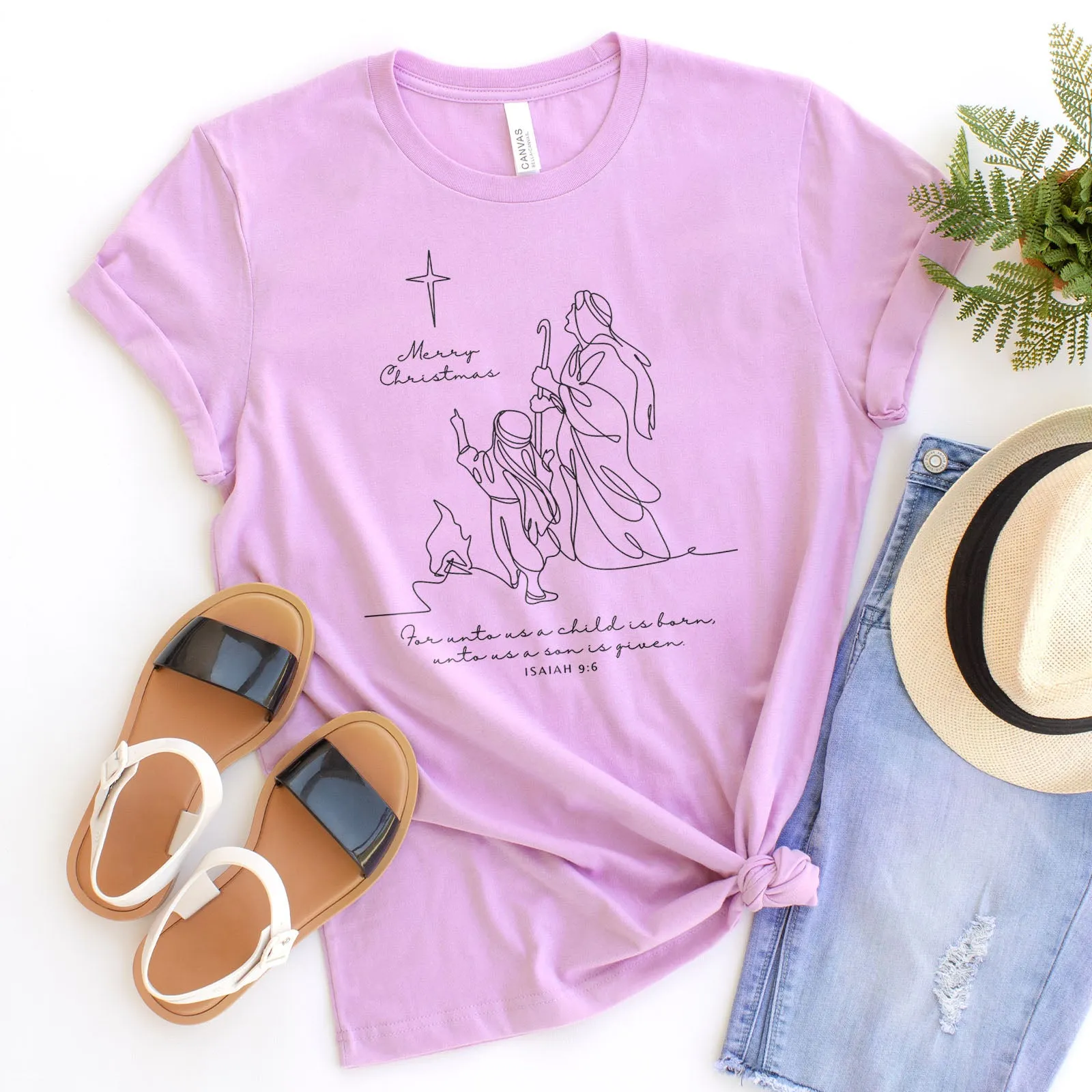 Merry Christmas - Isaiah 9:6 Line Drawing Tee