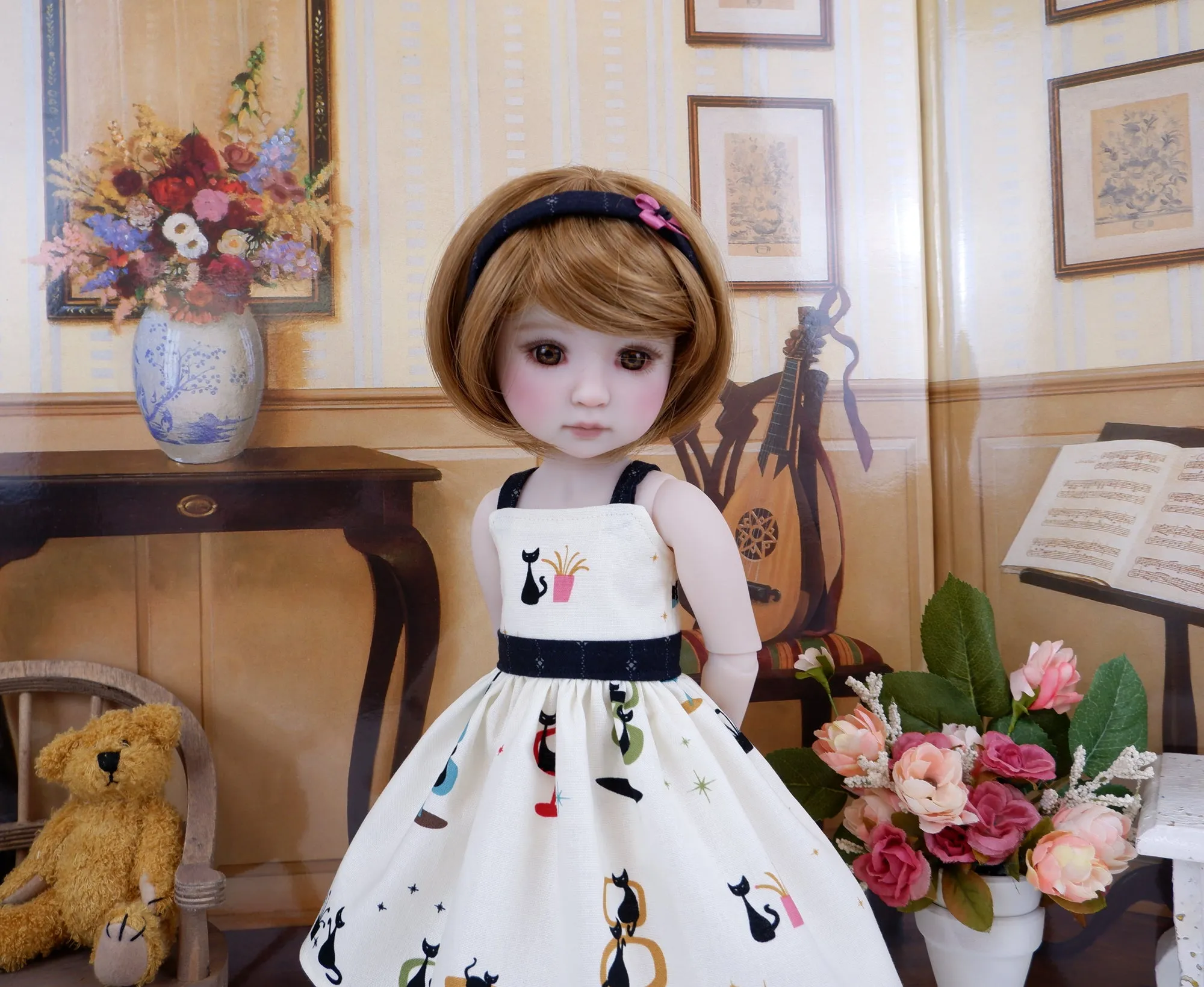 Miss Kitty - dress & sweater with shoes for Ruby Red Fashion Friends doll