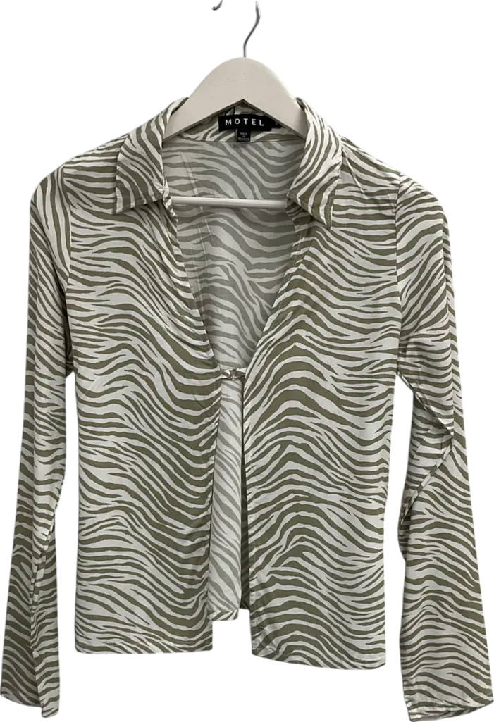 Motelrocks Beige Ruixa Top In Tonal Zebra Print UK S