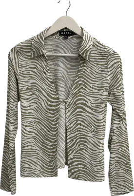Motelrocks Beige Ruixa Top In Tonal Zebra Print UK S