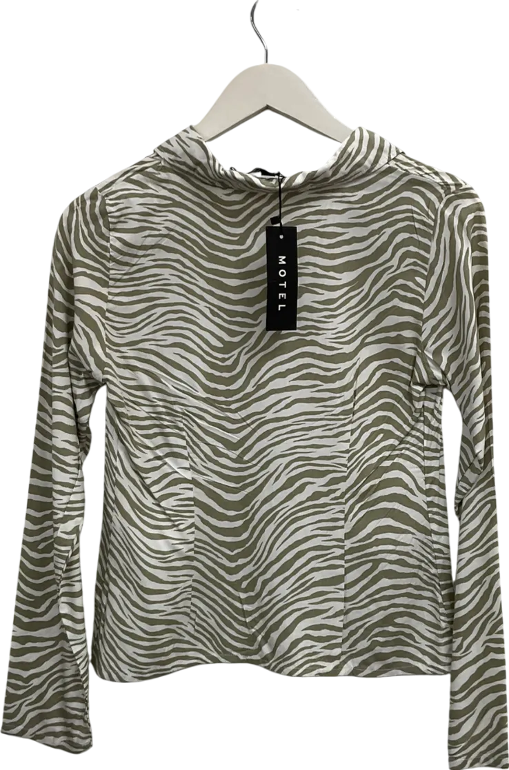 Motelrocks Beige Ruixa Top In Tonal Zebra Print UK S