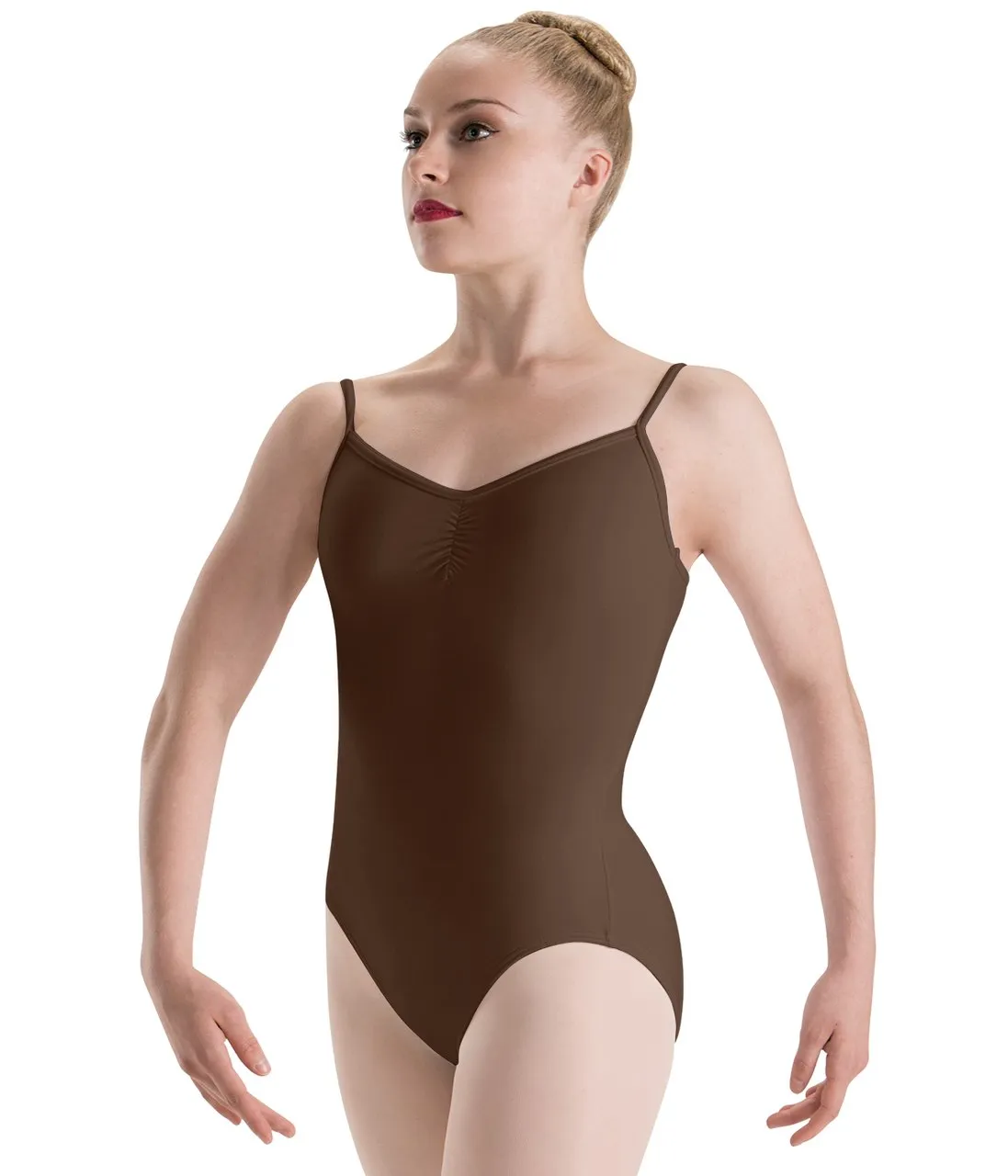 Motionwear Pinch-Front Lattice-Back Camisole Leotard