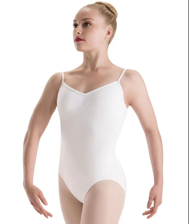 Motionwear Pinch-Front Lattice-Back Camisole Leotard