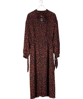 Nanushka Black Tie Neck Animal Print Dress UK M