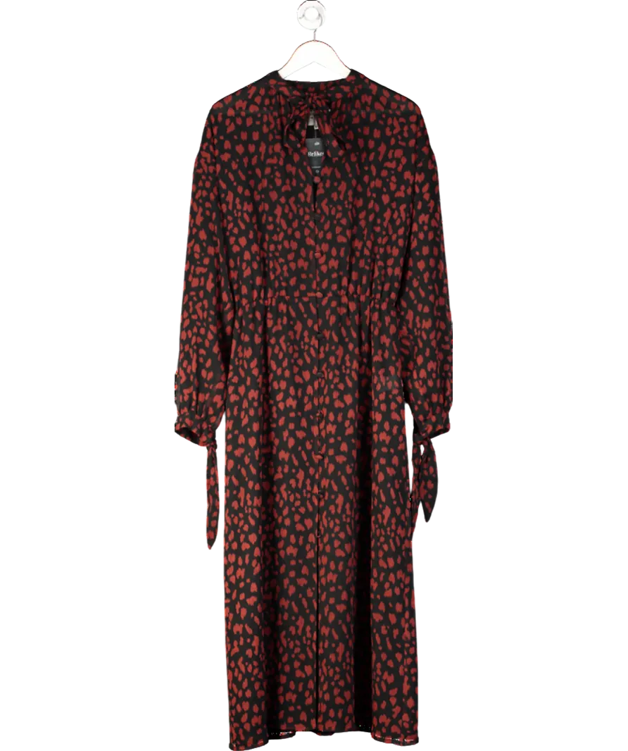 Nanushka Black Tie Neck Animal Print Dress UK M