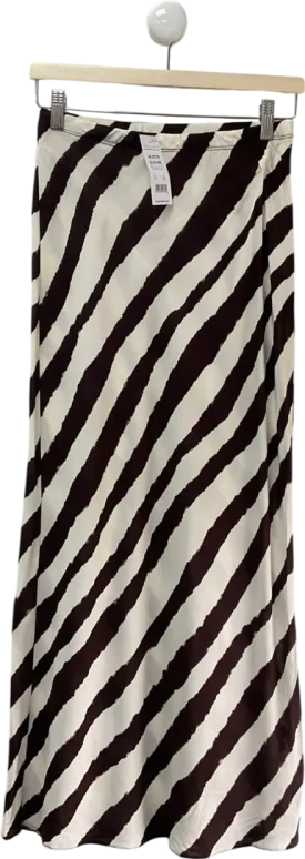 New Look White Zebra Print Maxi Skirt UK 8