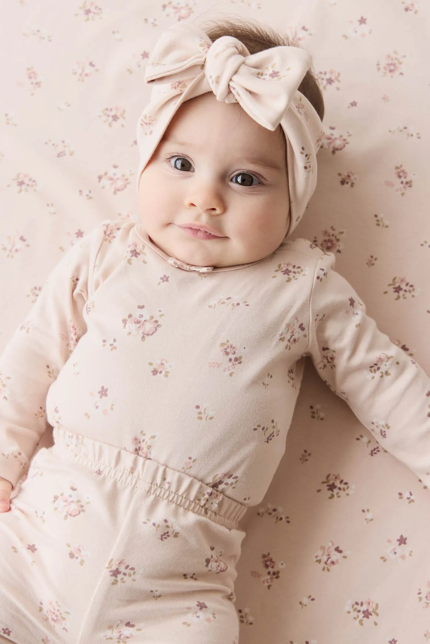 Organic Cotton Headband - Petite Fleur Soft Peony