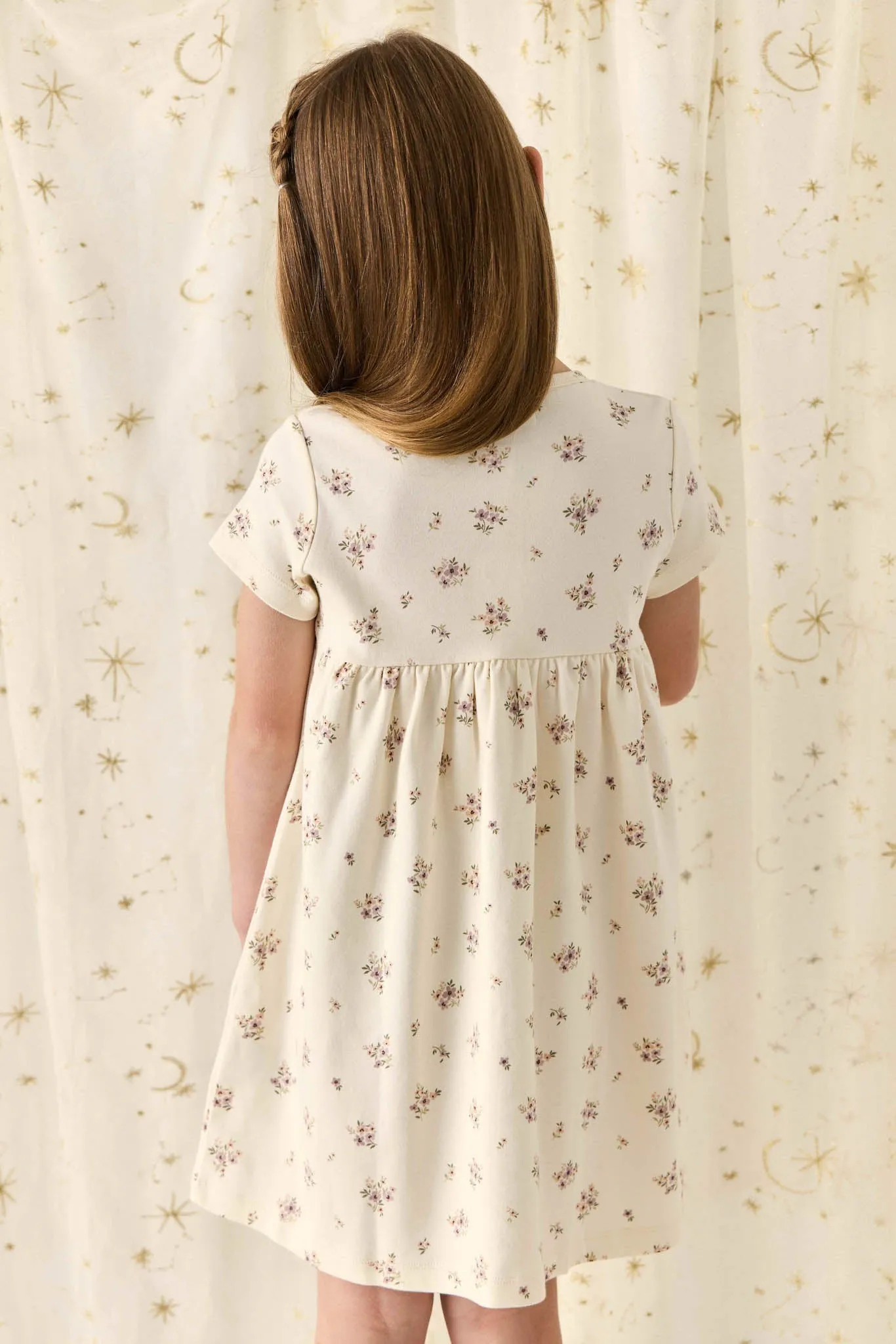 Organic Cotton Lola Dress - Goldie Bouquet Egret