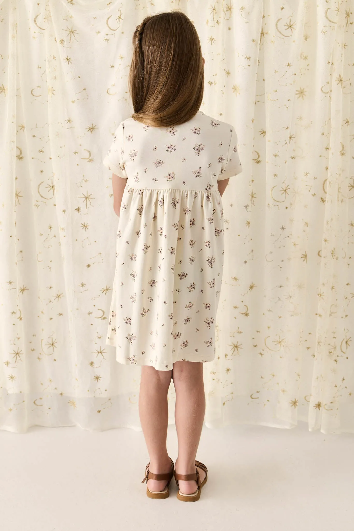 Organic Cotton Lola Dress - Goldie Bouquet Egret