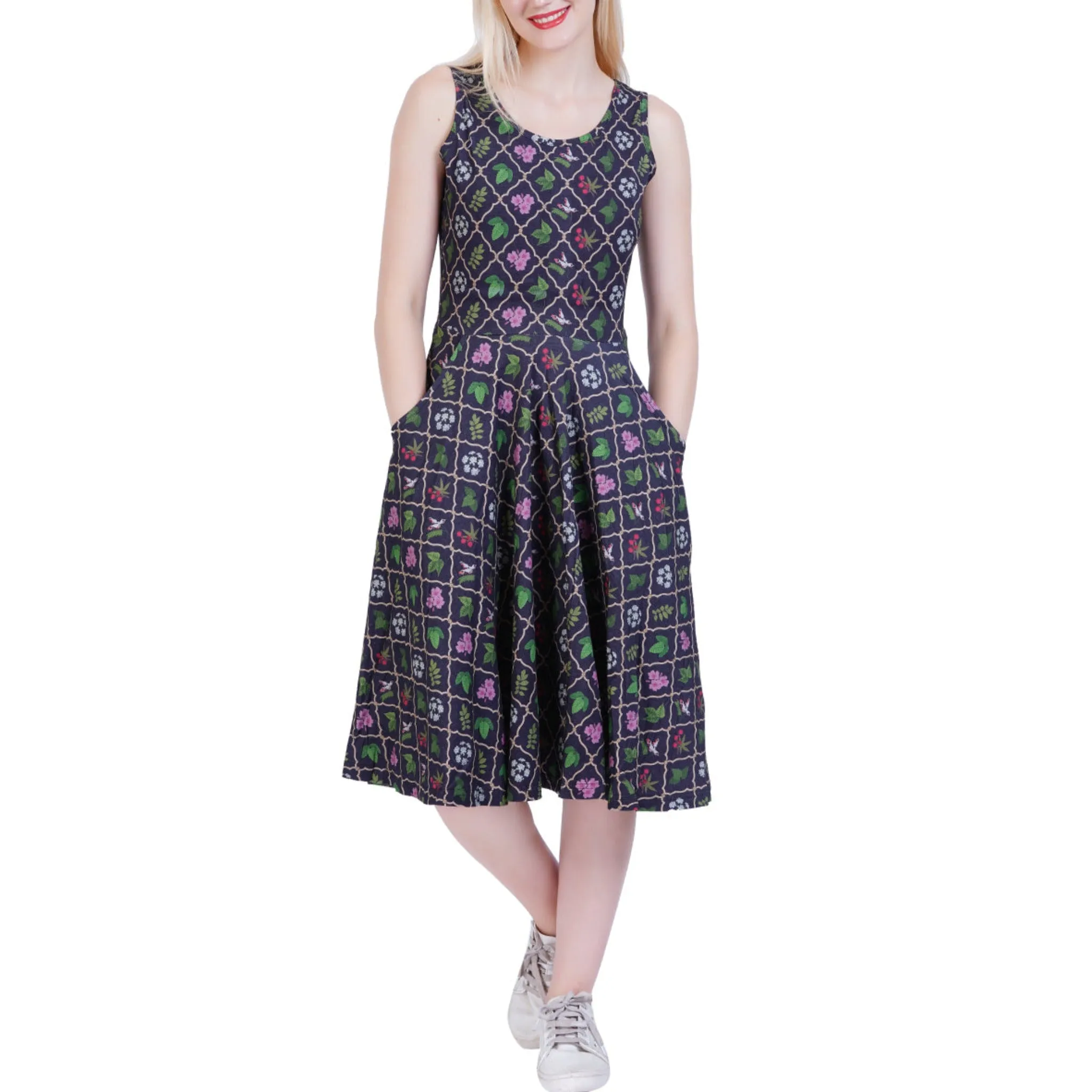 Poisonous Plants Sleeveless Twirl Dress