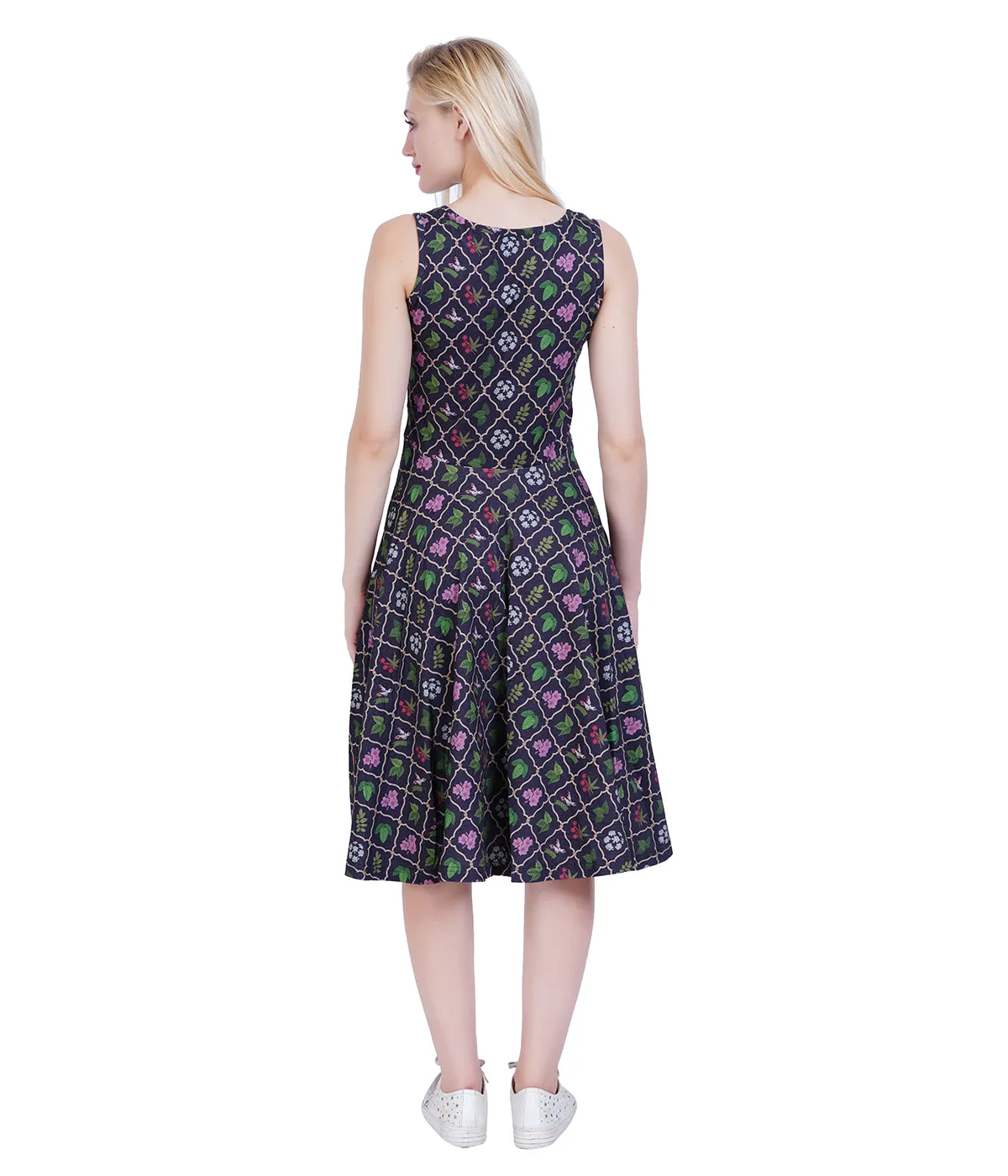 Poisonous Plants Sleeveless Twirl Dress