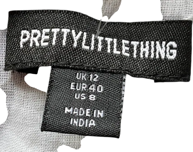 PrettyLittleThing White Black Zebra Print Tie Up Mini Skirt UK 12