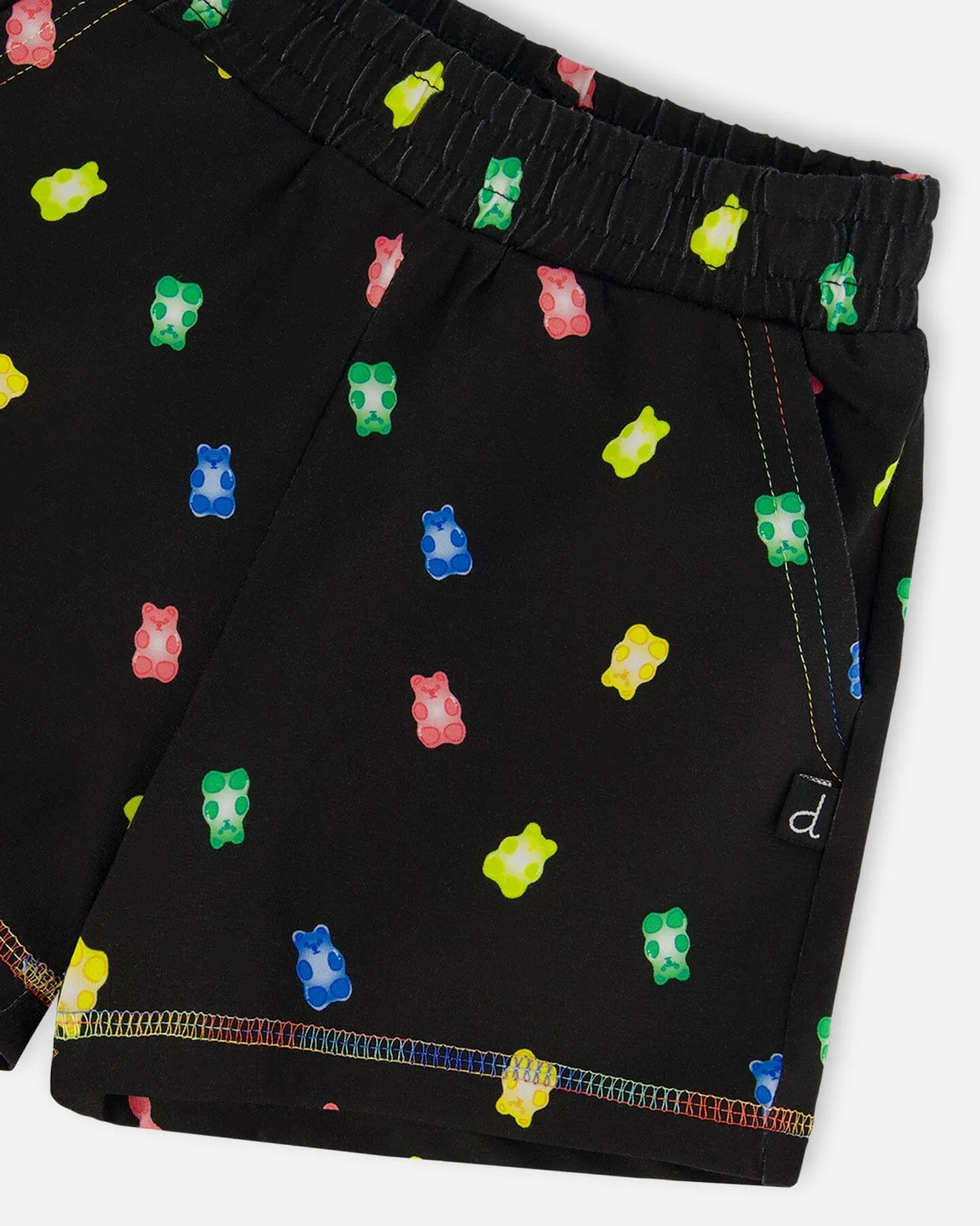 Printed Short Black And Multicolored Gummies