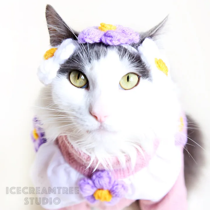 Puffy Pink Daisy Look Outfit - Pet Clothing