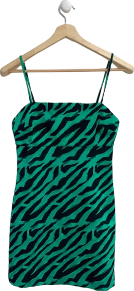 River Island Green & Black Zebra Print Mini Dress UK 10