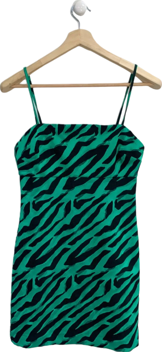 River Island Green & Black Zebra Print Mini Dress UK 10