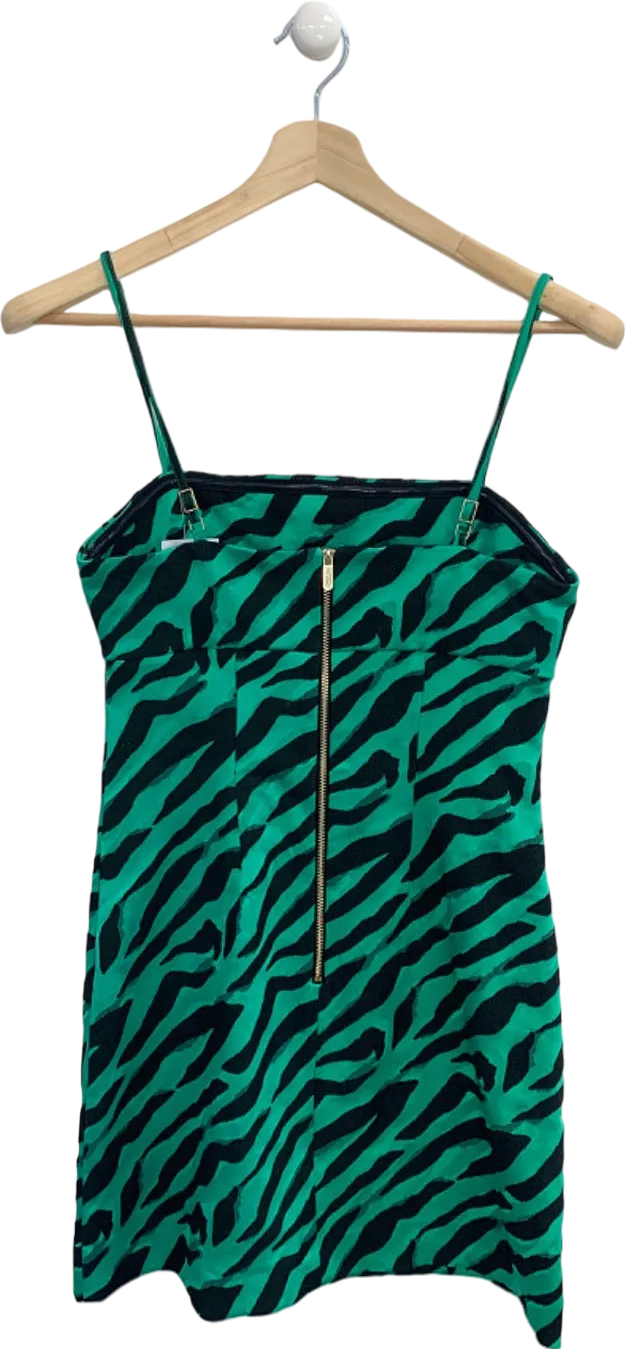 River Island Green & Black Zebra Print Mini Dress UK 10