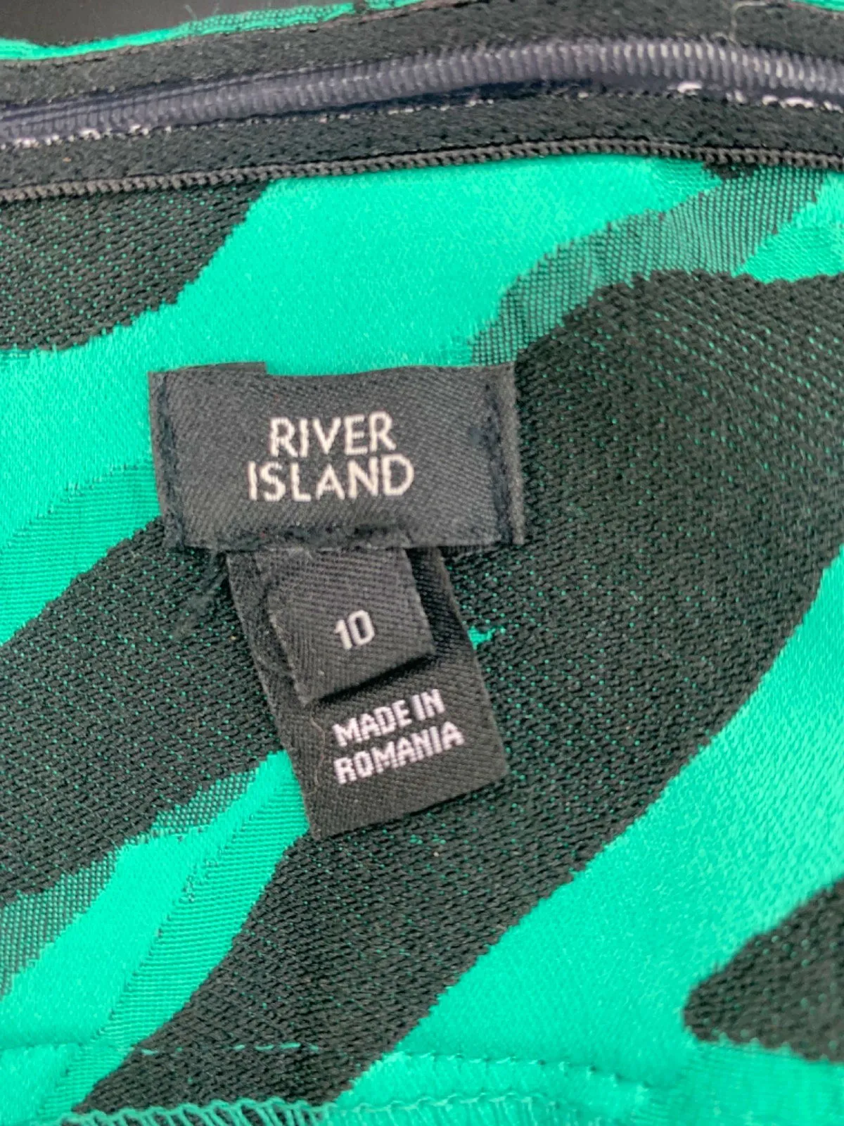 River Island Green & Black Zebra Print Mini Dress UK 10