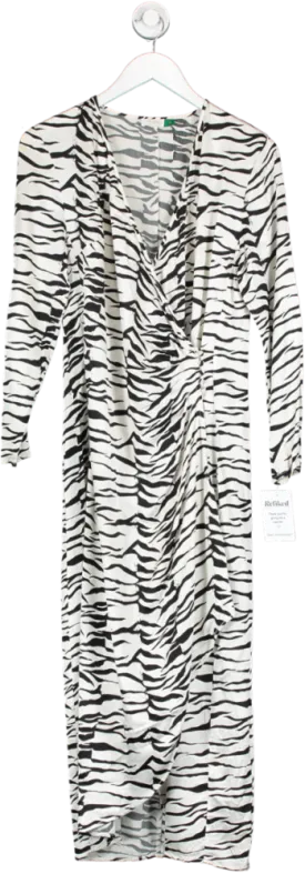 Rixo White Zebra Print Wrap Dress UK M