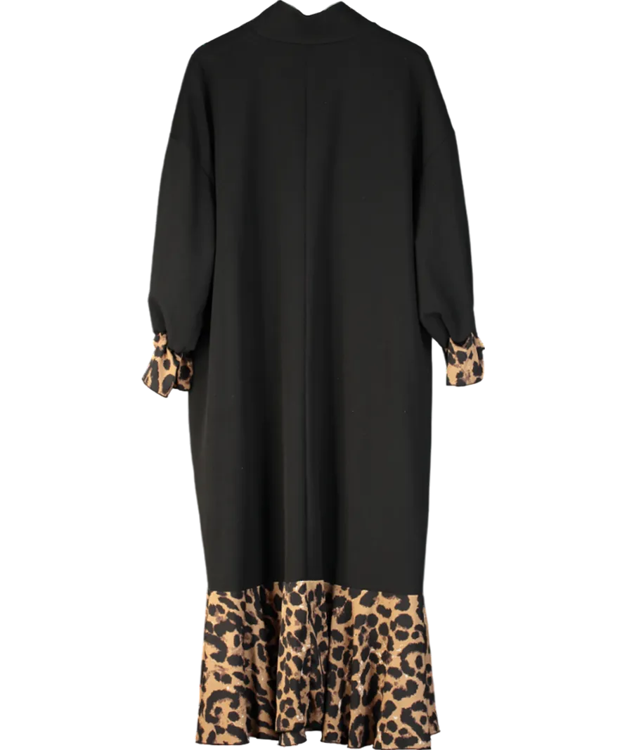 SHEIN Black Animal Print Frill Hem Maxi Dress - 4xl UK XXXL