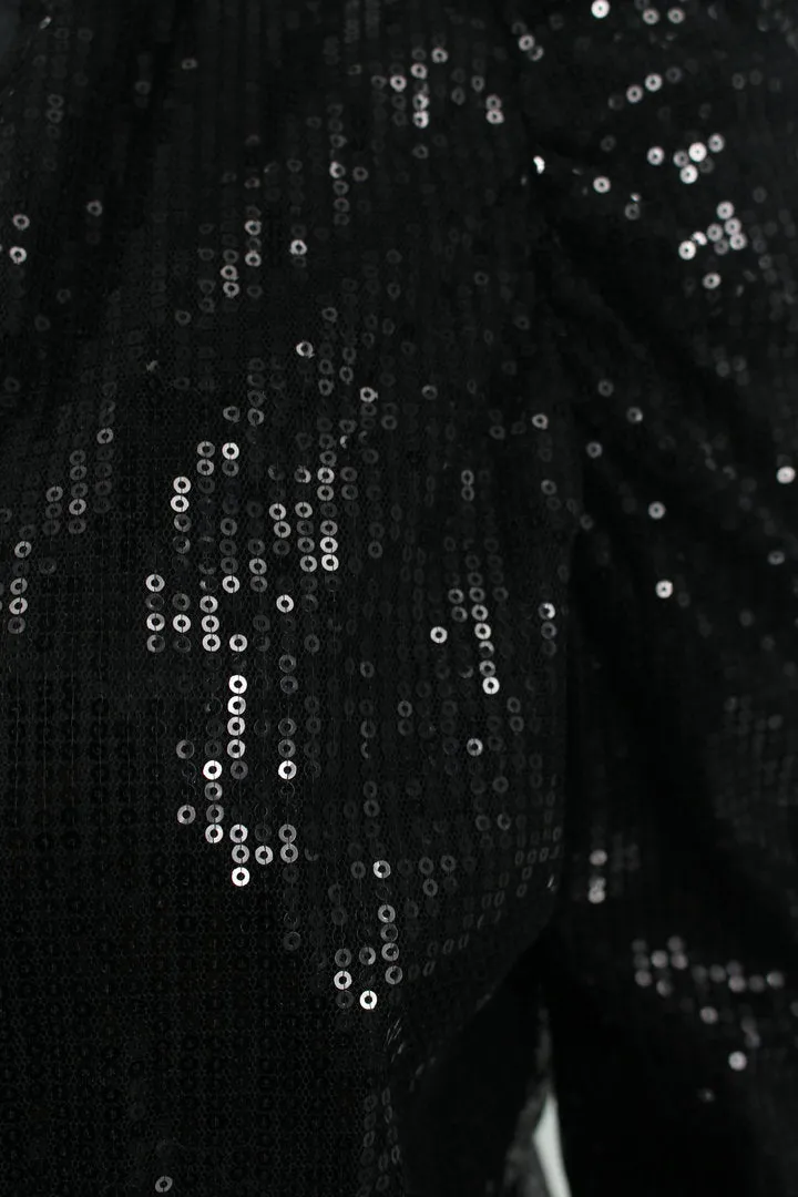 Shiny Sequin Long Sleeve Cropped Blazer