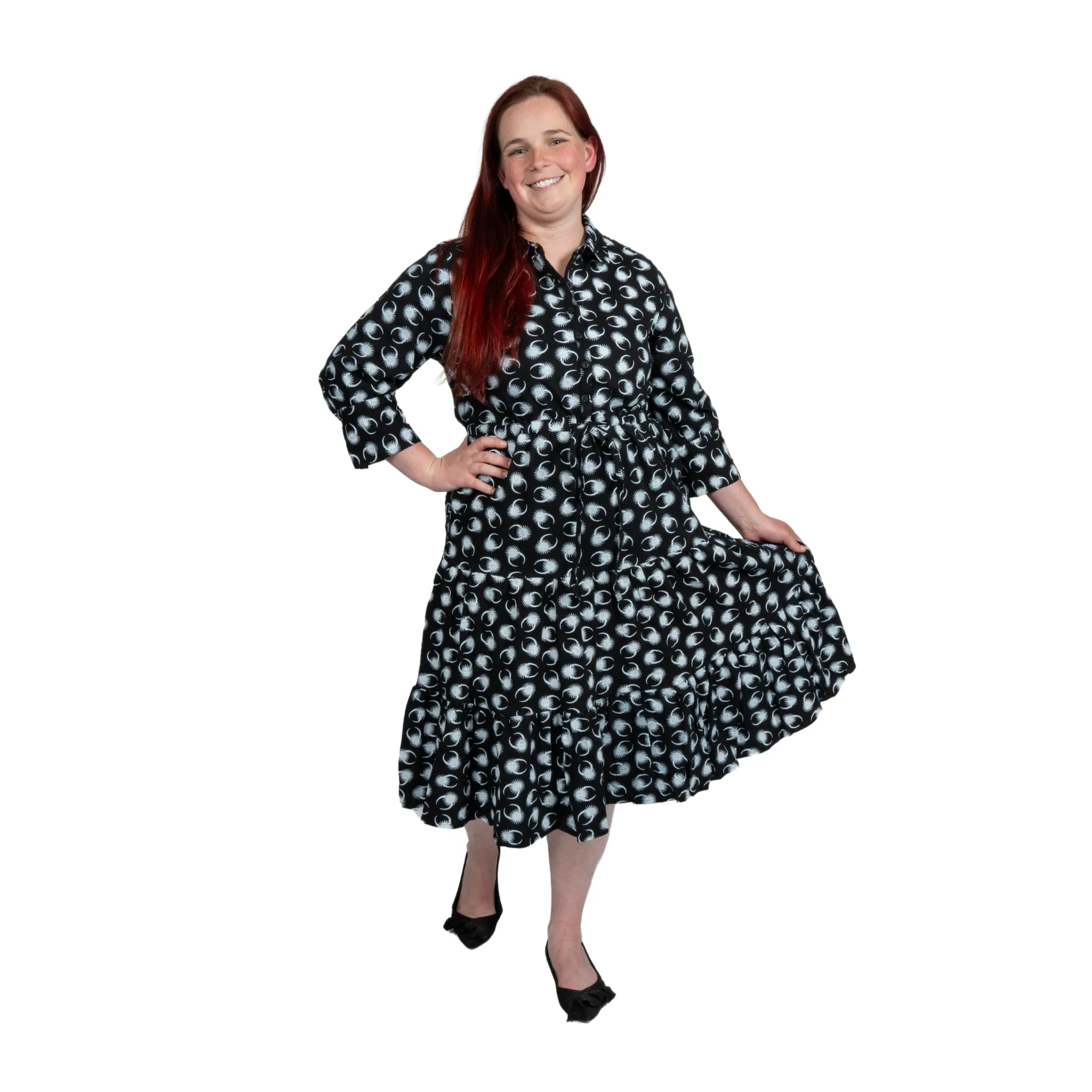 Solar Eclipse Button-Up Tiered Dress [FINAL SALE]