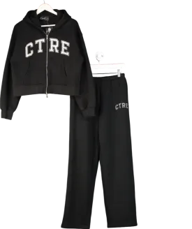 The Couture Club Black 2-piece Logo Tracksuit Set UK 8