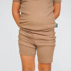 TWO PIECE SHORTIE SET- Mocha Ribbed