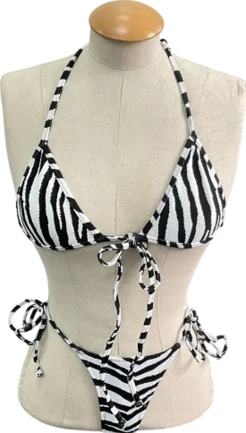 White Fox White Zebra Print Bikini Set UK XS
