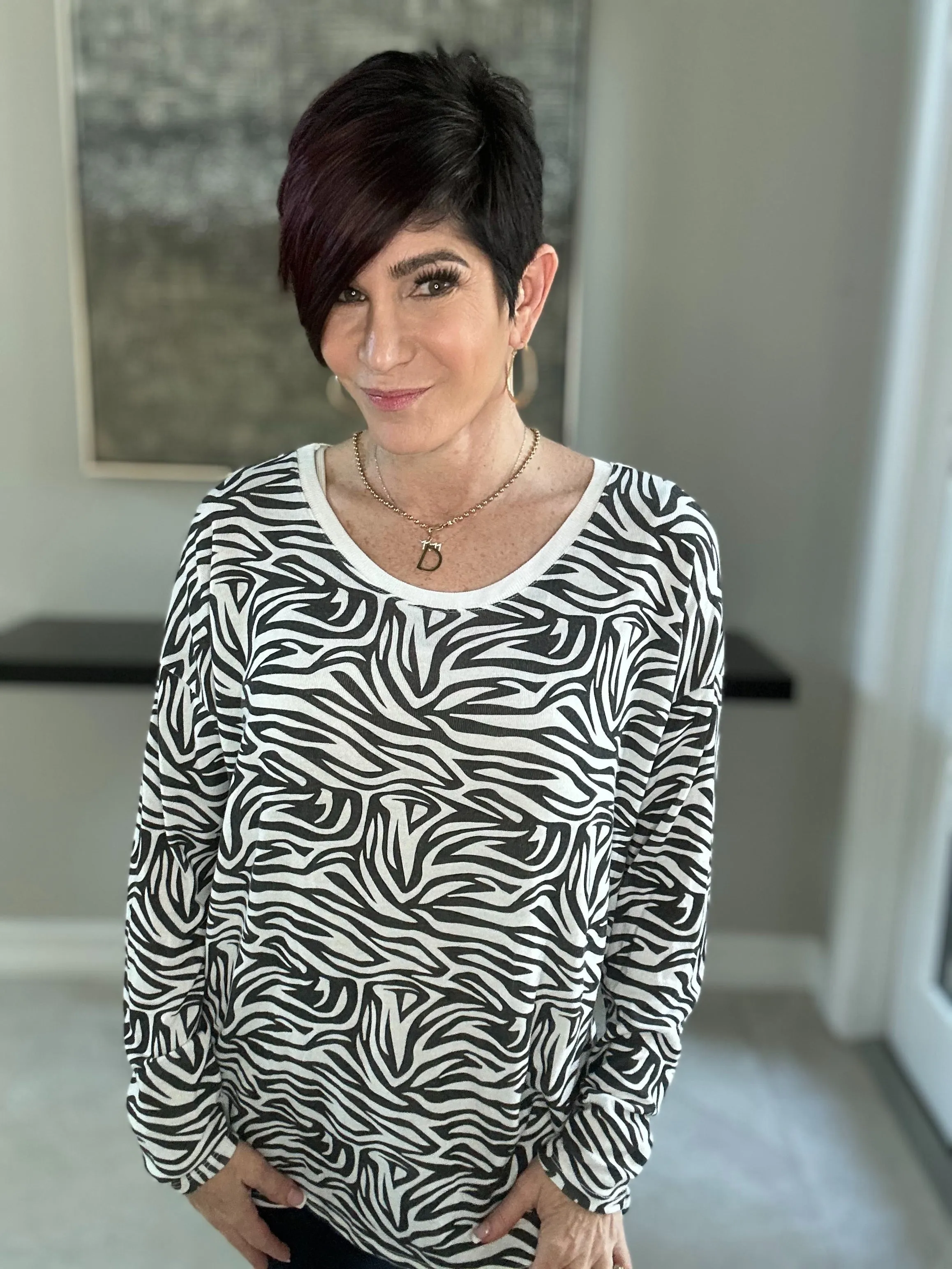 Zelda Zebra Print Lightweight Top