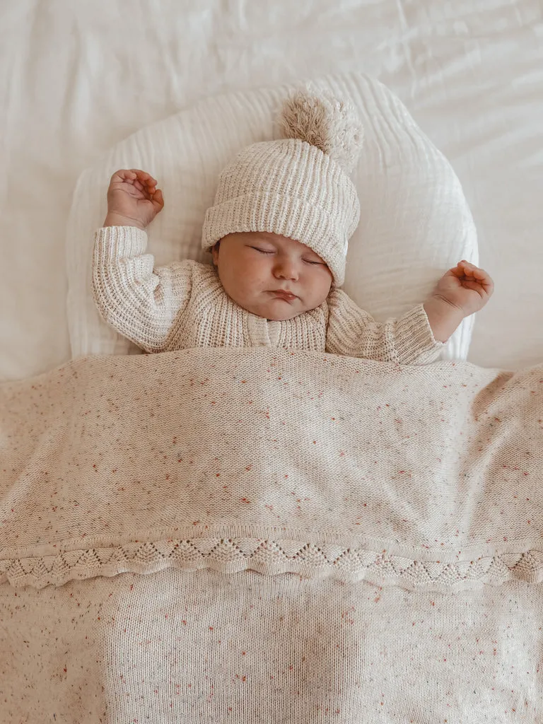 Ziggy Lou | Heirloom Knitted Blanket - Oatmeal Fleck