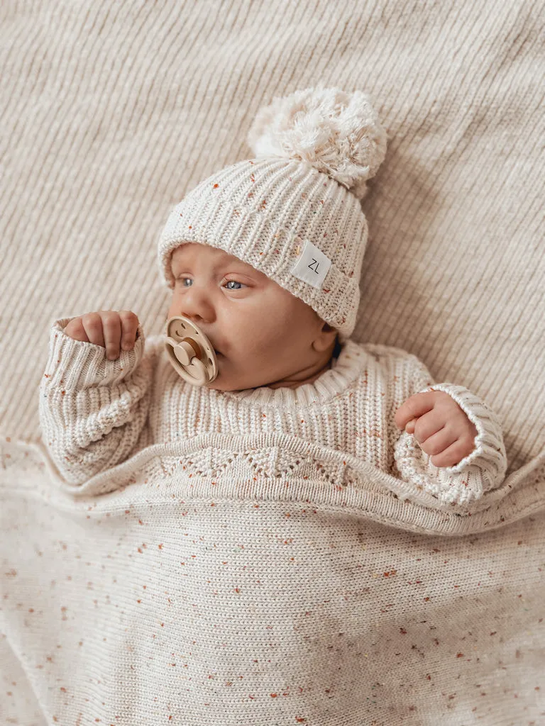 Ziggy Lou | Heirloom Knitted Blanket - Oatmeal Fleck