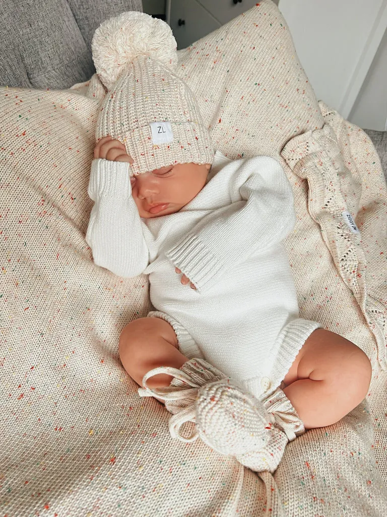 Ziggy Lou | Heirloom Knitted Blanket - Oatmeal Fleck