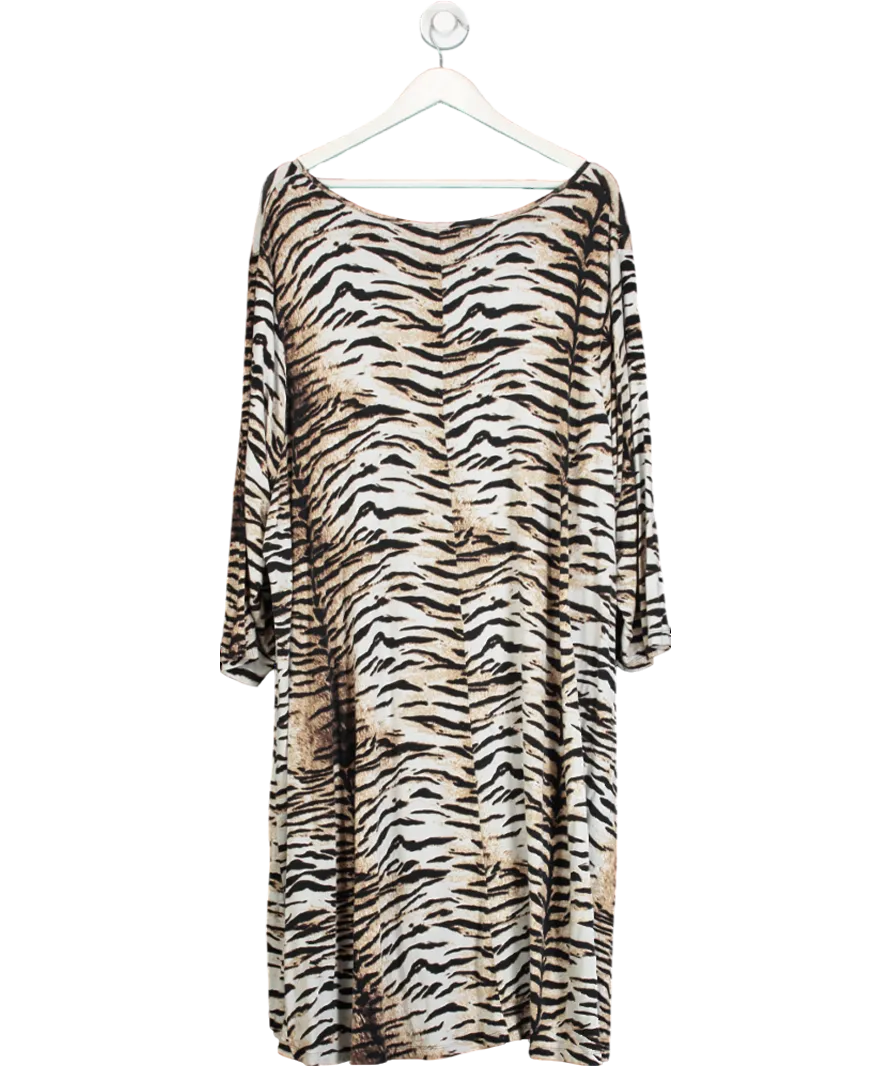 Zim & Zoe Brown Animal Print Asymmetric Dress UK XXL
